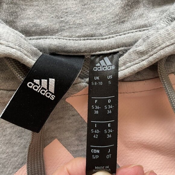 Adidas Gray Cropped Hoodie Sweatshirt Size Small - Picture 5 of 6